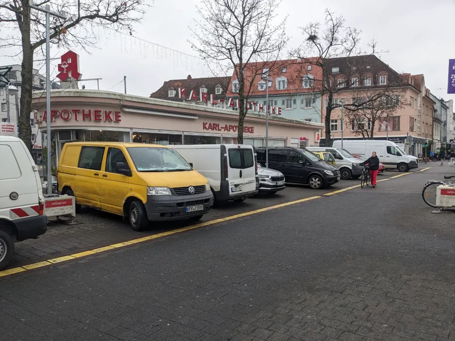 Ansicht Stephanplatz Karlsruhe vor künstlerischer Intervention